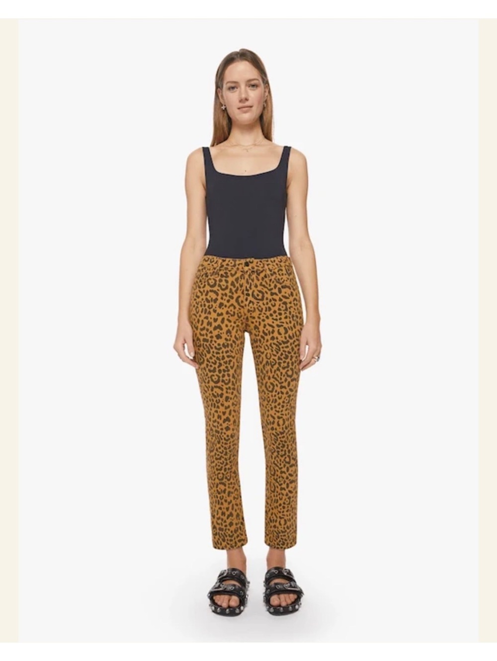 Mother Mid-Rise Riders Ankle Hit the Spot-Leopard Size 25